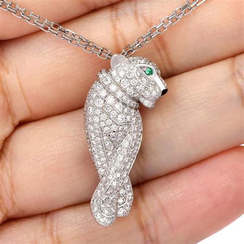 cartier panther necklace white gold|cartier diamond panther necklace.